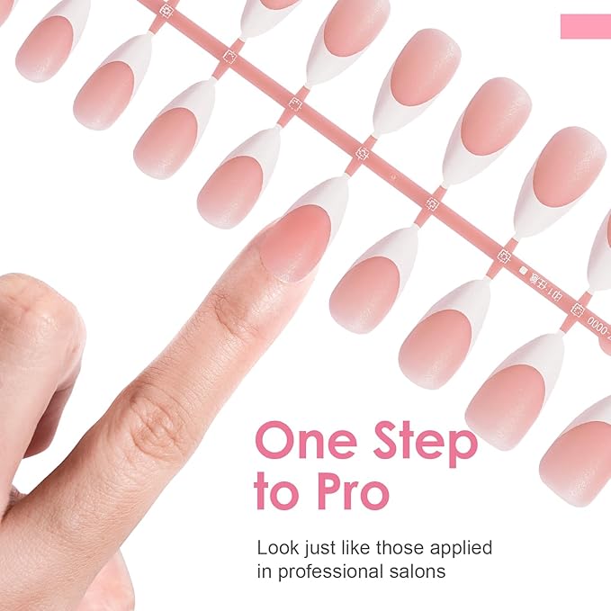 Canvalite French Tip Press on Nails Gel Nail Tips - 300Pcs Pre-Colored Quick and Easy Press on Nails Almond Fake Nails with Designs DIY Nail Extensions Valentines Day Gifts for Her, Pink White