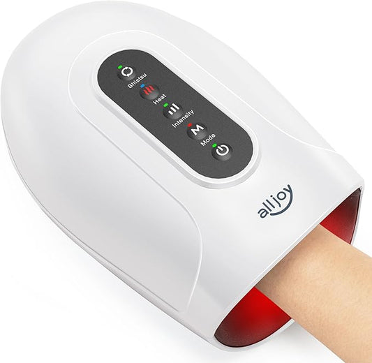 ALLJOY Roller Kneading Hand Massager for Arthritis and Carpal Tunnel Relief, Cordless Electric Hand Massager with Heat and Compression for Finger Numbness, Gifts for Women and Men (White)