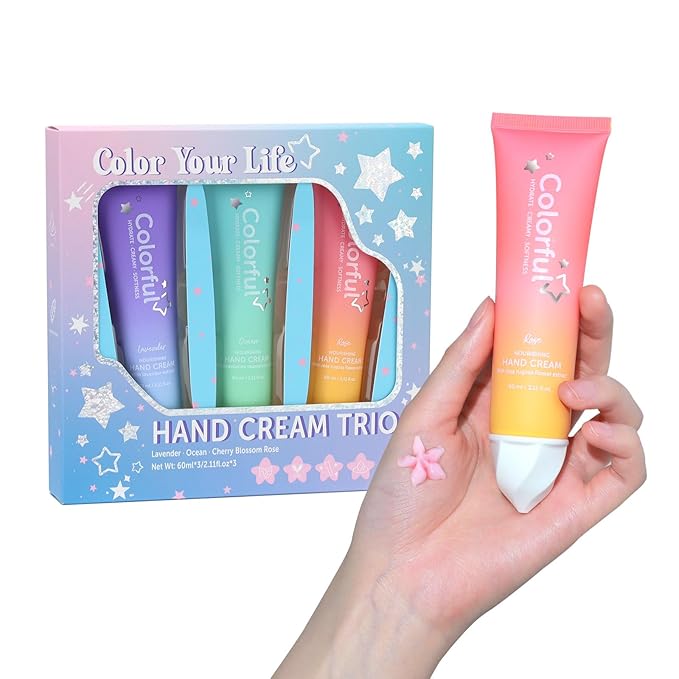 Floral & Star Shaped Hand Lotion Set, 3 Pcs Gift Pack, 60ml Each, Lavender, Rose and Ocean Scent. Best for Women,Girls,Mothers Day Gifts,Teacher Appreciation Gifts.