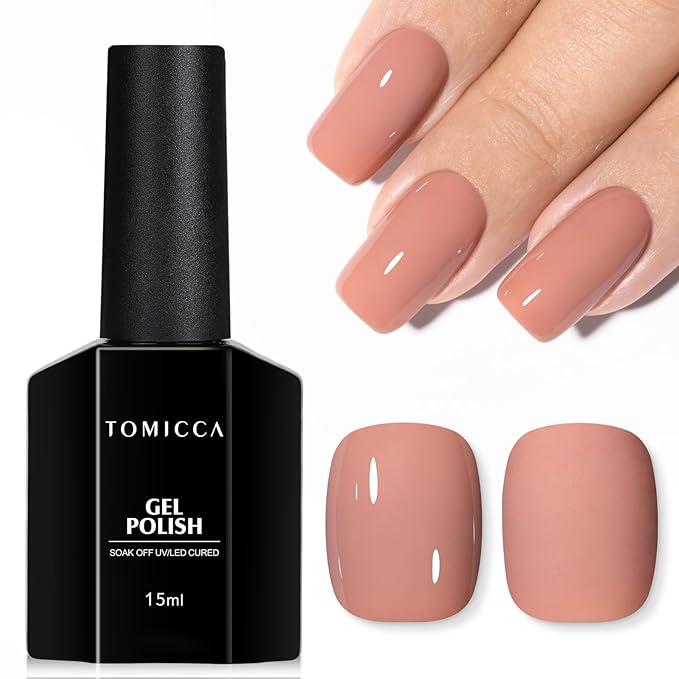TOMICCA Gel Nail Polish, 15ML Nude Brown Gel Polish, Soak Off UV Cure Light Brown Gel Polish for Manicure Salon DIY Nail Art Design Decoration at Home Gift for Women