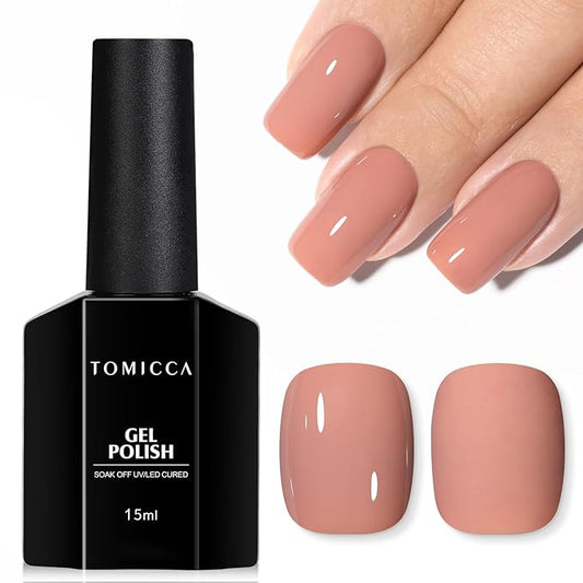 TOMICCA Gel Nail Polish, 15ML Nude Brown Gel Polish, Soak Off UV Cure Light Brown Gel Polish for Manicure Salon DIY Nail Art Design Decoration at Home Gift for Women