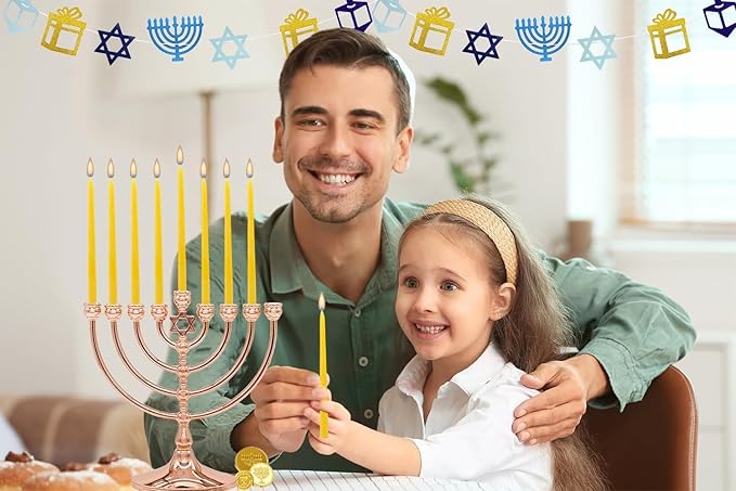 2-Pack Natural Beeswax Hanukkah Candles,1-Hour Burn Time Hand-Made Chanukkah Menorah Yellow Candles for All 8 Nights Fits Most Menorah 45 Count (2-Pack)