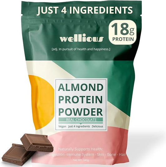 wellious Clean Vegan Protein Powder Chocolate - Plant Based Protein Powder Dairy Free for Gut Health, No Sodium, High Fiber, Keto Friendly, Non Dairy, Lactose Free