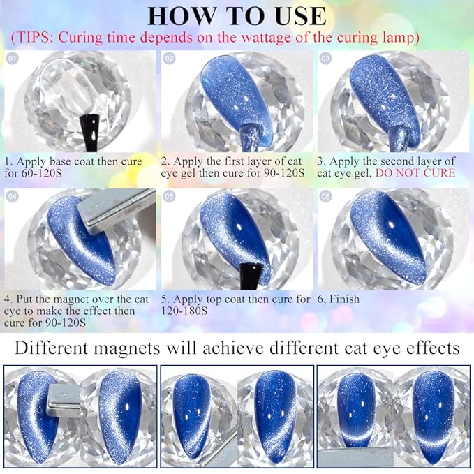 Neon Cat Eye Gel Polish Set Bright Yellow Green Pink Cateye Nail Polish Gel Magnetic Gel Polish Varnish Soak Off Lamp Gel for Nail Salon or DIY at Home 8 Colors 7ML(0.24FL OZ)