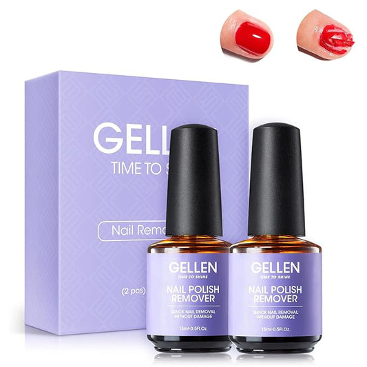 Gellen Gel Nail Polish Remover, 2 Pack Professional Gel Polish Remover for Nails, Quick & Easy Polish Remover In 3-5 Minutes, No Need for Foil Soaking Or Wrapping