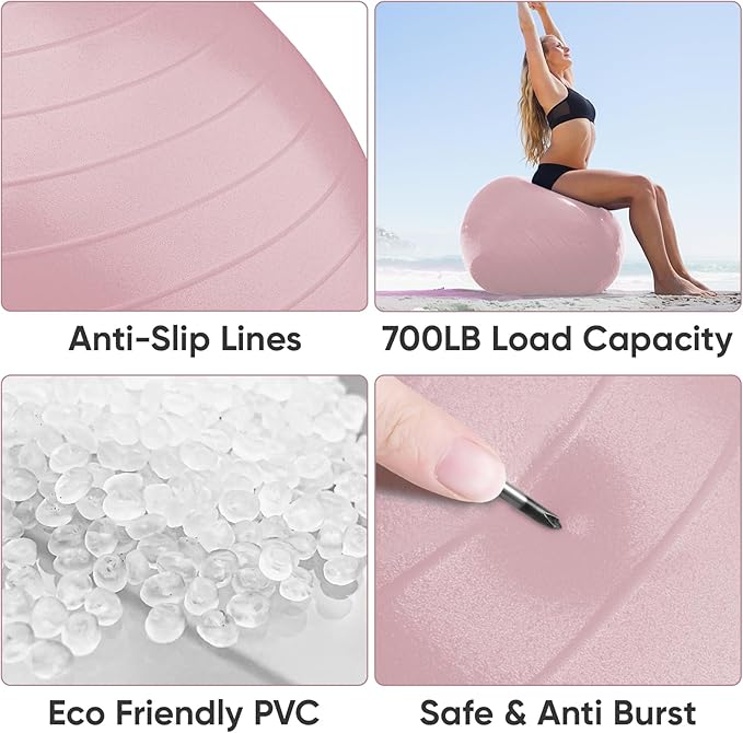 APEXUP Yoga Ball Exercise Ball Anti Slip Heavy Duty for Fitness, Balance & Core Workout