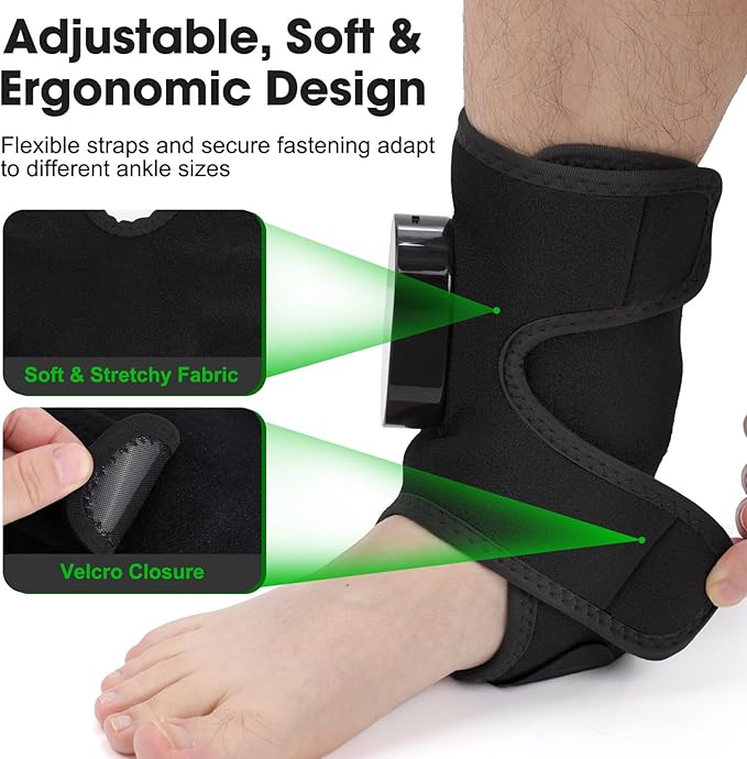 DeMoce Cordless Foot Ankle Massager for Pain Relief, Ankle Heating Pad, Ankles Heating Wrap, Massage Foot Heating Pad, 6 Heat Levels, 3 Vibration Modes, Adjustable Timer, Auto Shut Off