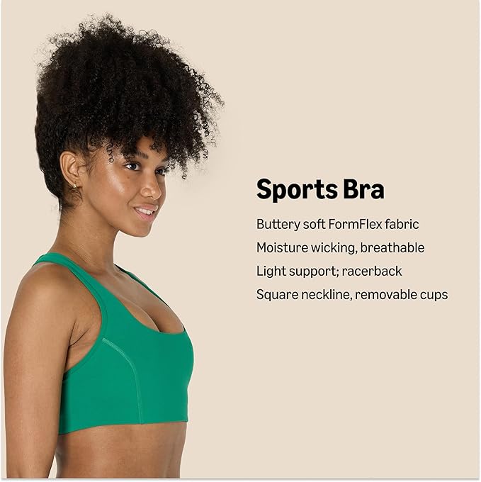 Amazon Essentials Women's Active FormFlex Buttery Soft Light Support Square Neck Racerback Sports Bra