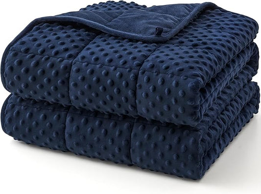 Topcee Weighted Blanket King Size (20lbs 80"x87"), Minky Dots Heavy Blanket for Woman, Man Sleeping, Soft, Cozy and Cooling Weighted Throw Blankets, Machine Washable, Blue
