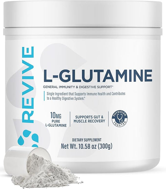 Revive Gut L-Glutamine Powder MD - Muscle Recovery & Immune System Booster for Adults - Promotes Digestive Health & Reduces Muscle Soreness - Immunity & Digestion Vegan Pure L Glutamine Supplement