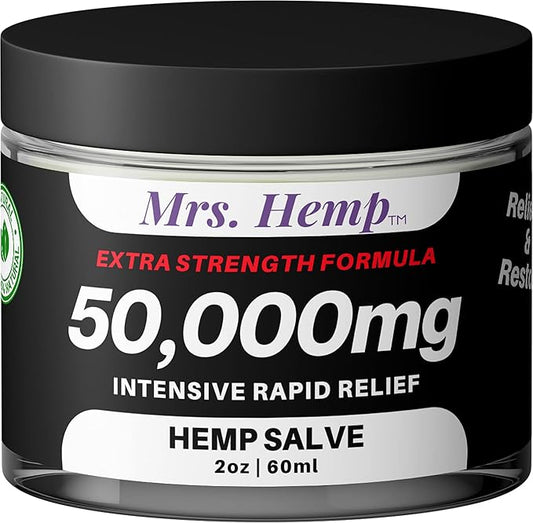 | 50,000 MG Hemp Extra Strength Healing Salve | Ideal for HIPS, Joints, Neck, Back, Elbows, Fingers, Hands, Knees| 100% Natural - Proudly Made in USA