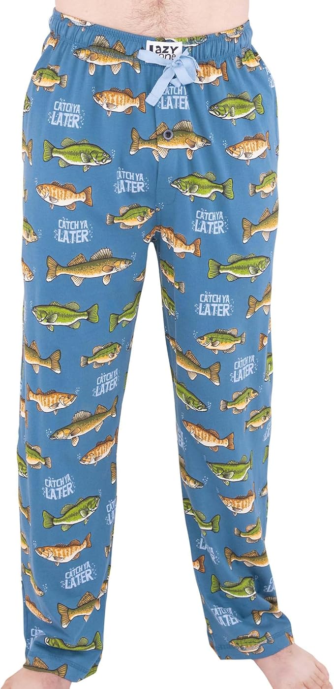 Lazy One Funny Ocean Pajama Pants For Men, Men's Separate Bottoms, Lounge Pants, Fishing PJs