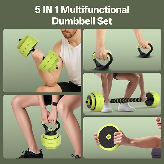 PASYOU Adjustable Dumbbells Sets, 4 in 1 Free Weight Set with Connector, Workout Weights Dumbbells Set Used as Barbell Kettlebell Push up Stand Ab Roller for Workout Gym Home Fitness