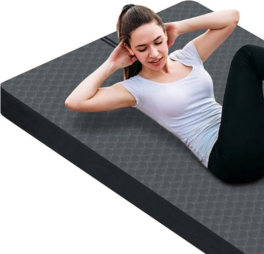 nuveti Large Exercise Mat - 15mm/20mm/30mm Thick Yoga Mat | Workout Mat for Fitness, Yoga, Pilates, Stretching & Floor Exercises for Women & Men with Free Carrying Bag