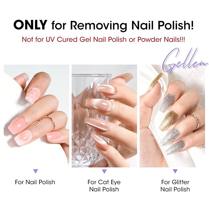 Gellen Nail Polish Remover Grape Scent, Non Acetone Nail Polish Remover Pump for Quick Dry Polishes, Gentle Fingernail Polish Remover with Vitamin E, Powerful Polish Removal for Home Salon 6.09 Fl Oz