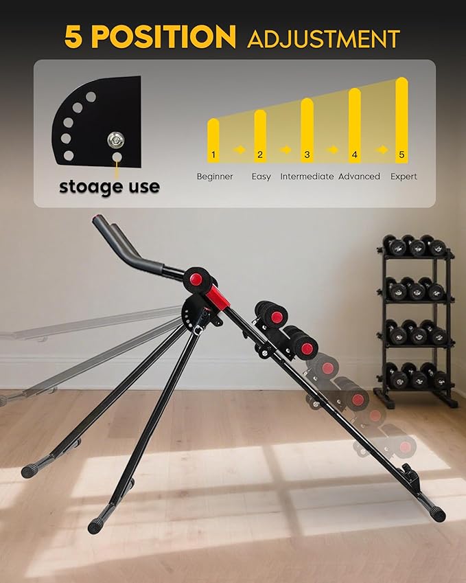 Ab Machine Abdominal Stomach Workout: Adjustable Ab Trainer Machine Ab Cruncher Core Strength Training Equipment for Home Gym Foldable for Women and Men
