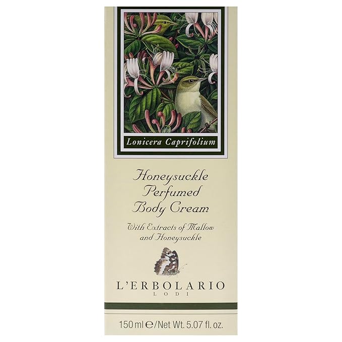 LErbolario Perfumed Body Cream, Honeysuckle, 5.7 oz - Body Lotion - With Extracts of Jojoba Oil - Floral Citrus Scent - Moisturizing - Cruelty-Free