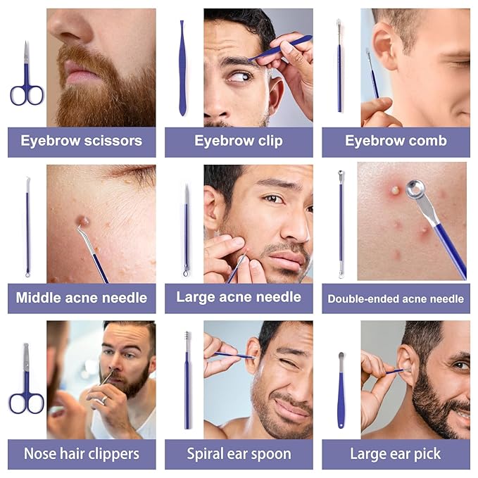 Manicure Set Pedicure Kit Womens Nail Clippers Set 32 in 1 Professional Grooming Care Tools Nail Kit Including Facial, Fingernails and Toenails Care with Travel Case Women