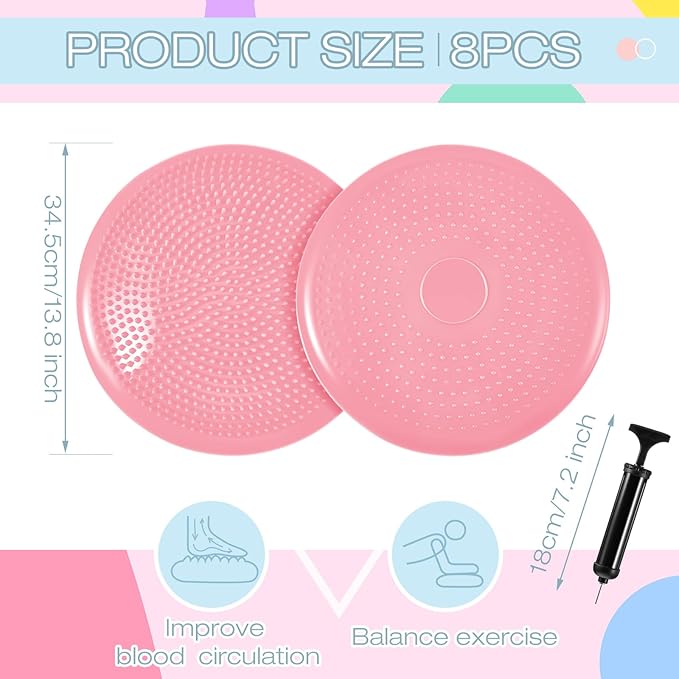 Amylove 6 Pcs Wiggle Seat Inflated Wobble Cushion for Sensory Kid 13 Inch Balance Disc Kids Flexible Seating Exercise Sensory Pad Chair Cushion for Classroom Office School