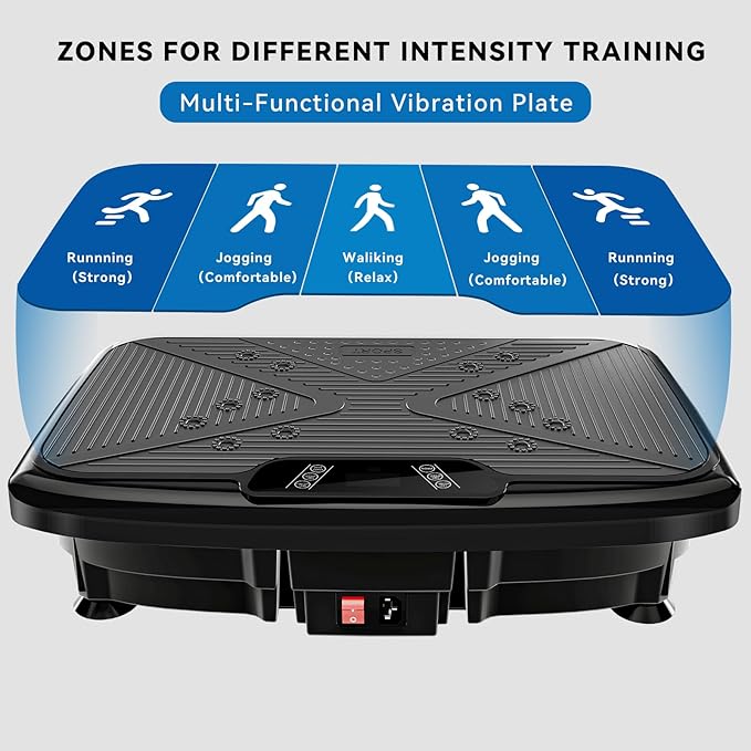 Vibration Plate Exercise Machine for Home & Office - Whole Body Vibration Platform Plate w/ Resistance Bands, Ultra Quiet Exercise Equipment for Weight Loss, Toning (Black-999)