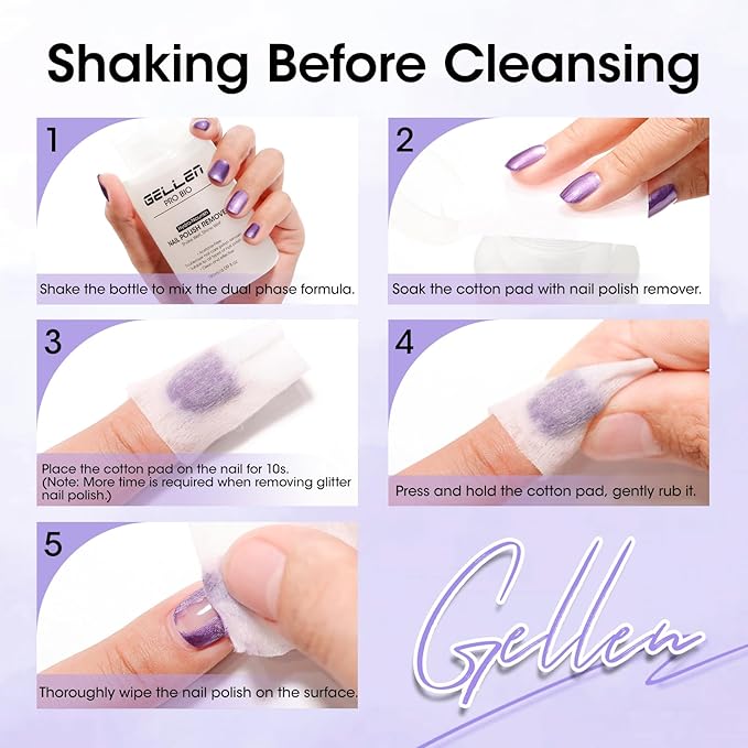 Gellen Nail Polish Remover, Dual-phase Nourishing Polish Removal- Non Acetone- for Quick Dry Nail Polishes- Non Toxic Fingernail Polish Remover with Easy Push-down Pump- Unscented- 6.09 Fl Oz