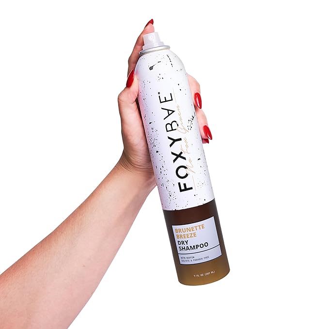 FoxyBae Brunette Breeze Dry Shampoo – Biotin-Infused Refreshing Spray for Dark & Brunette Hair – Volumizing, Deodorizing & Sulfate-Free Formula – 7 fl oz