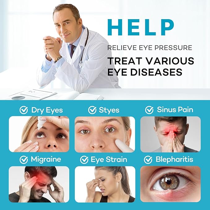 Ezona Heated Eye Mask, Warm Eye Compress Mask for Dry Eyes, USB Electric Eye Heating Pad with Temperature & Timer Control, Dry Eyes, Blepharitis, Sinus Migraine (Black)