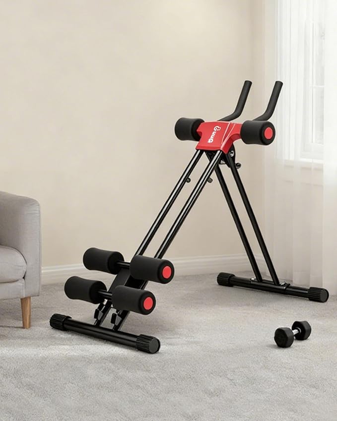 Ab Machine Abdominal Stomach Workout: Adjustable Ab Trainer Machine Ab Cruncher Core Strength Training Equipment for Home Gym Foldable for Women and Men