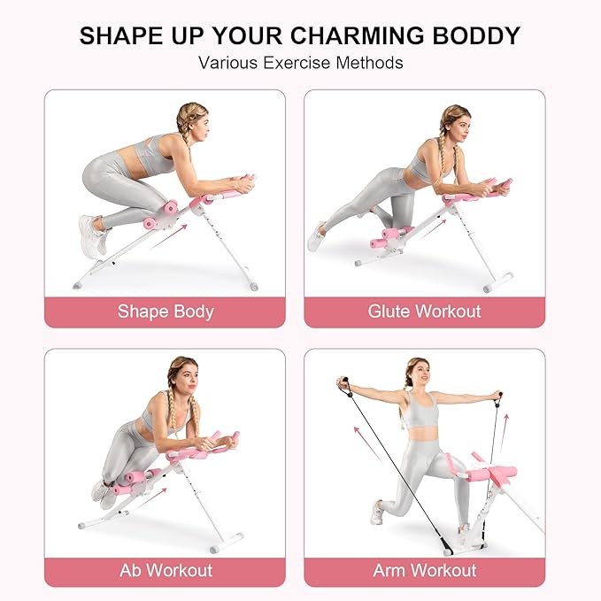 Home Gym Systems Ab Machine, Ab Workout Equipment, Adjustable Ab Trainer Machine for Abs Workout at Home Gym, Foldable, Knee Protection, Abdominal Trainer for Stomach