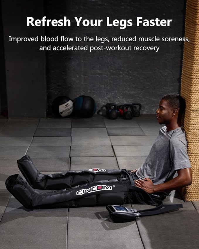 CINCOM Cordless Leg Recovery System with Dynamic Compression Massage Technology - 3 Different Sizes for Everyone(Large)