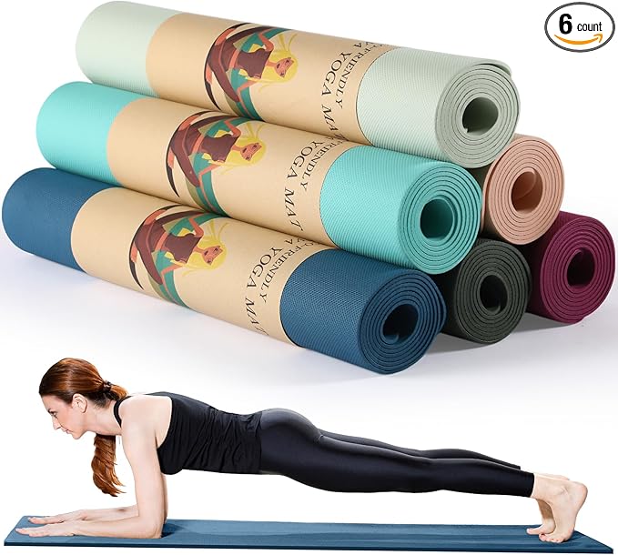 Timgle 6 Pack Yoga Mats Bulk Non Slip Exercise Yoga Mat Thick Anti Slip Tear Resistant Sports Gym for Fitness Stretching Home Workout and Studio