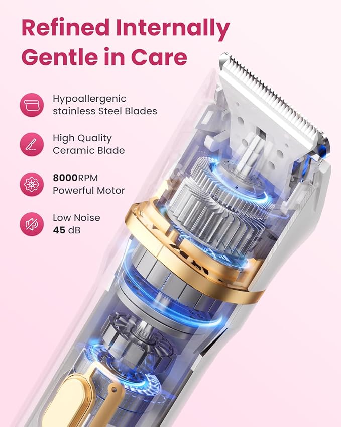 Bikini Trimmer for Women - 5 in 1 Electric Razors for Ladys Pubic Facial Nose Body Leg Hair Removal, Waterproof Electric Shaver for Women Private Area Sensitive Skin, Personal Hair Trimmer