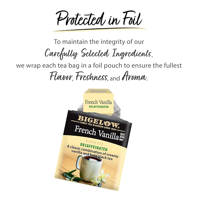 Bigelow Tea Decaffeinated French Vanilla Black Tea Bags, 120 Count, Pack of 6