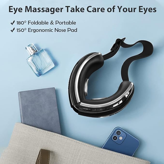 Eye Massager with Heat and Cooling for Migraines Dry Eyes Heated Eye Massager for Sleeping Travel Headache Relief Gifts for Woman