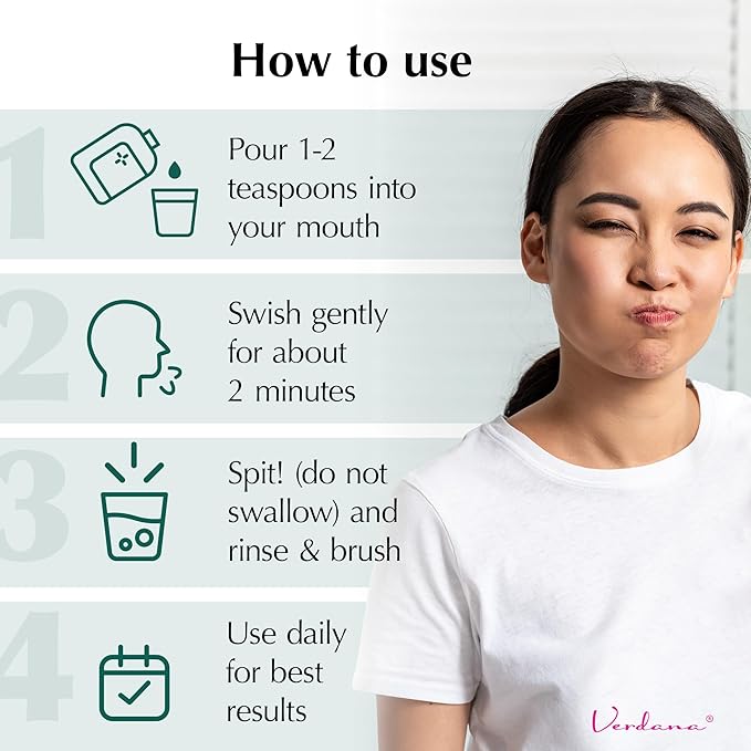 Verdana Organic Oil Pulling Mouthwash – 32 oz Cinnamon & Clove – USDA Organic Coconut Oil Rinse for Teeth & Gums – Alcohol-Free, Fluoride-Free Natural Mouthwash for Fresh Breath & Gum Health