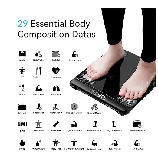 Scale for Body Weight,Measures Body Fat with Smart App - 8-Electrode Body Composition Scale with Handles & 28 Body Metrics, Track Weight,BMI, Muscle Mass, Body Water, Sync with Apple Health, 400lb