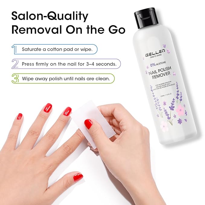Gellen Nail Polish Remover Kit with Corrector Pen, 9.47fl oz Non-Acetone Nourishing Formula Unscented Nail Polish Remover, Soft Aloe & Vitamin E Infusion, Perfect for Home DIY or Salon Use
