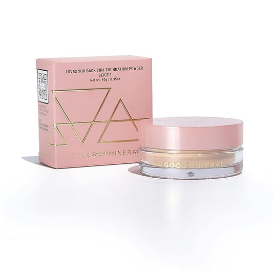 Loves-You-Back 3in1 Mineral Powder Foundation (BEIGE 1) | Designed for Rosacea, Acne-Prone, Sensitive Skin | 3IN1 Concealer, Powder + Foundation | Non-Caking, Non-Drying