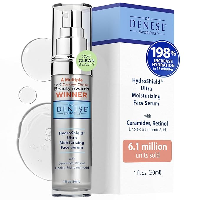 Dr. Denese SkinScience HydroShield Ultra Moisturizing Face Serum 1 oz – Retinol & Ceramide Formula for Deep Moisture, Radiant Smooth Skin, Fine Line Care – Dermatologist Tested & Cruelty Free