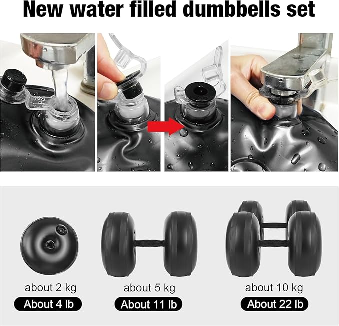 Water Filled Dumbbells Set - Water Filled Weights - Portable Travel Weights - Weights Adjustable Dumbbells - Portable Fitness Equipment - Strength Training - Fitness and Shaping
