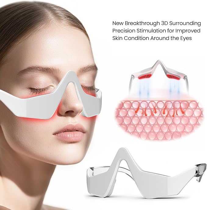 Red Light Therapy for Eyes,New 3D Contour Eye Massager,Under Eye Red Light Therapy Glasses Used for Dark Circles & Eye Bags,Reduce Puffiness and Wrinkles