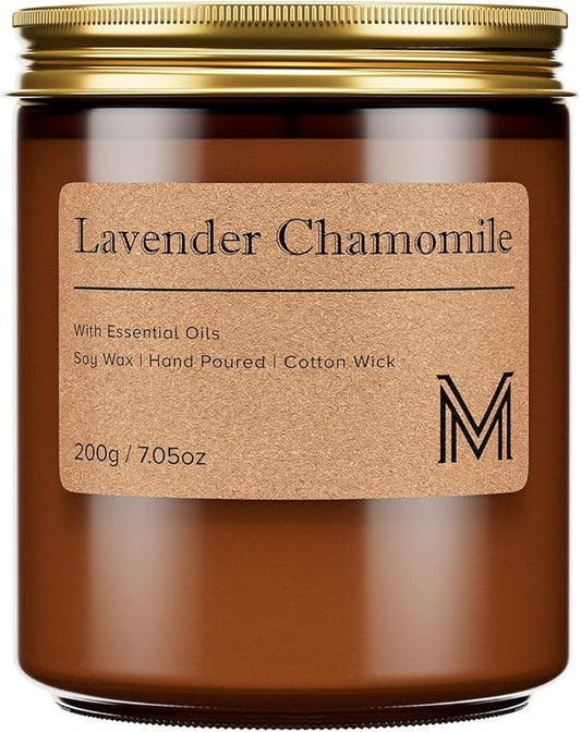M&SENSE Lavender Chamomile Home Scented Candle for Relaxation, Gifting, Spa | 7.05oz Candle Gift for Birthday Housewarming Mother's Valentine Day