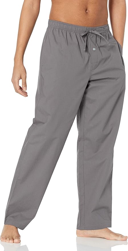 Amazon Essentials Mens Straight-Fit Woven Pajama Pant with Pockets