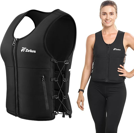 ZELUS Adjustable Soft Iron Weighted Vest for Women Men 10/15LB, Removable Weights Strength Training Vest for Fitness, CrossFit, Workout & Weight Loss (Black, M/L)