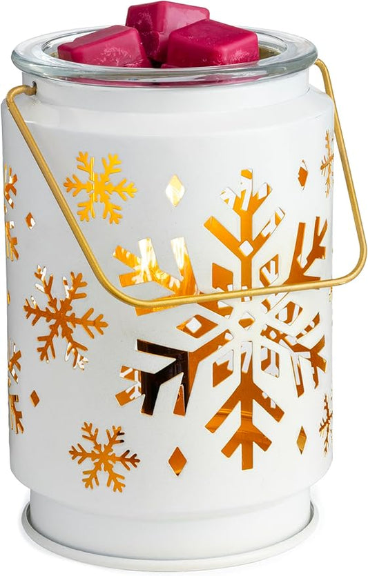Candle Warmers ETC. Vintage Bulb Illumination Fragrance Warmer- Light-Up Warmer for Warming Scented Candle Wax Melts and Tarts to Freshen Room, Snowflake