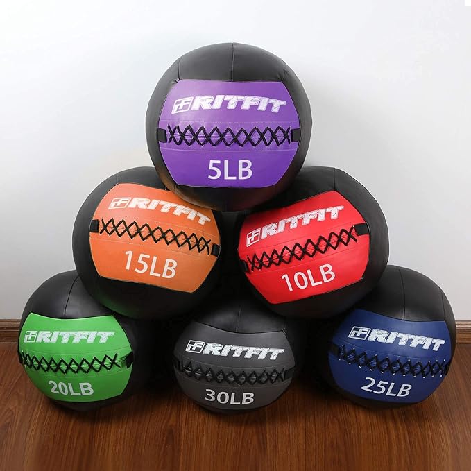 RitFit Medicine Ball / weight ball / Soft Medicine Ball / Wall Medicine Ball / Soft Wall Ball / Wall Ball set/ Medicine Balls for Exercise and Conditioning Workouts, Fitness Gym Equipment for Core Training and Cross Training (5/10/15/20/25/30 lbs)