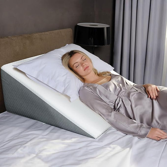 Kolbs Bed Wedge Pillow Chic Jacquard Cover for Sleeping and Acid Reflux, Heartburn (Extra Wide 12" Height)