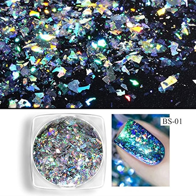 Nail Art Chameleon Sequins Laser Glitter Holographic Flakes Paillette 3D Galaxy Mirror Powder 3 Boxes