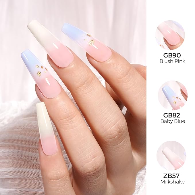 TOMICCA Pink Gel Nail Polish, Light Milky Pink, Quick Dry, Soak Off UV, Long Lasting Nude Nail Art Manicure Home DIY