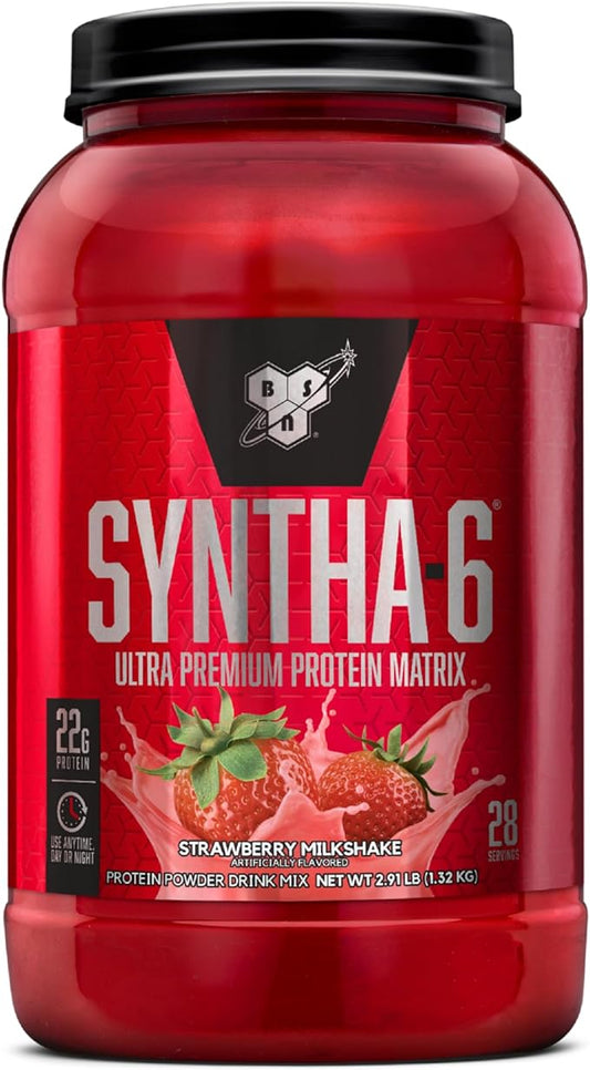 BSN SYNTHA-6 Whey Protein Powder, Strawberry Protein Powder with Micellar Casein, Milk Protein Isolate, Strawberry Milkshake, 28 Servings (Packaging May Vary)